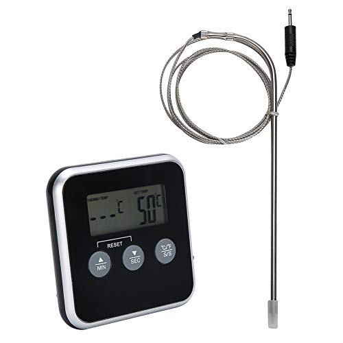 Bratenthermometer Digitales Grill-Thermometer Ofenthermometer Funk Fleischthermometer mit Timer und Sonde für BBQ, Küche, Grill, Ofen, Fleisch von HERCHR