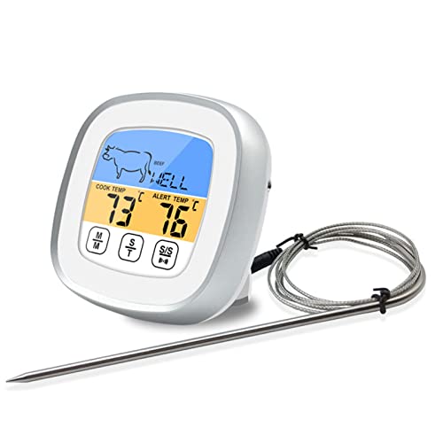Digitales Fleischthermometer, großes LCD-Digital-Koch-Lebensmittel-Fleisch-Räucherofen-Küche-BBQ-Grill-Thermometer Sofort ablesbares digitales Fleischthermometer(Weiß) von HERCHR