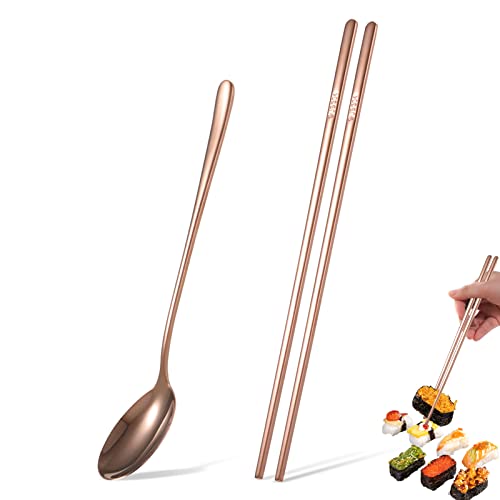 Koreanisches Besteck, Korean Chopsticks, Koreanische Edelstahl Essstäbchen Löffel, Essstäbchen Und Löffel Set, Edelstahl-löffel-essstäbchen, Stäbchen Japanisch, Essstäbchen Spülmaschinenfest von HERCHR