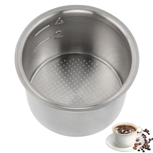 Espresso Maker -Filterkorb Tasse, 4 Tasse Edelstahl Kaffee Portafilter Korb 51 mm einwandfreie poröse Filterkorb Edelstahl Kaffeefilter Schüssel Kaffeefilterhalter für Home Office von HERCHR