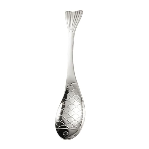 Fischform Löffel, 17 x 4,3 cm 304 Edelstahl Kurzgriff Löffel für Reissuppe Kaffee Erwachsene Hauskochgeschirr Kochgeschirr von HERCHR