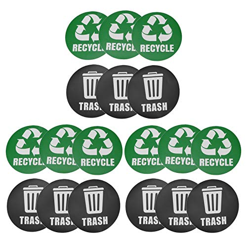 HERCHR 18 Stück Recycling Sticker, 12,5 cm Recycling Sticker Und Mülleimer Logo Sticker, Rundschild Recycling Küche Mülleimer Label Recycling Mülleimer Behälter von HERCHR