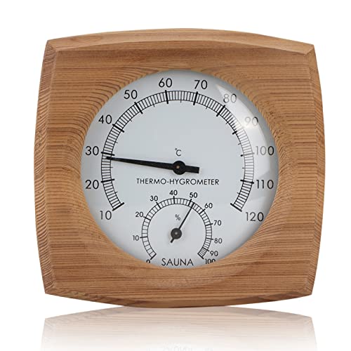 HERCHR Sauna Thermometer Hygrometer Holz Dampfsauna-Thermometer, 2 in 1 Indoor-Holz-Sauna-Hygrothermograph-Thermometer-Wandthermometer Saunazubehör für Hotel-Saunaraum von HERCHR