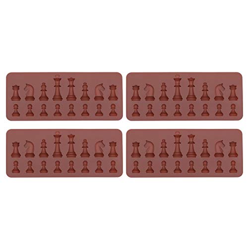 HERCHR 4 Stück Schachfigurenform, Silikon-Schokoladenform International Chess Shapes Candy Mold for DIY Candy Fondant Cake Topper Decoration von HERCHR