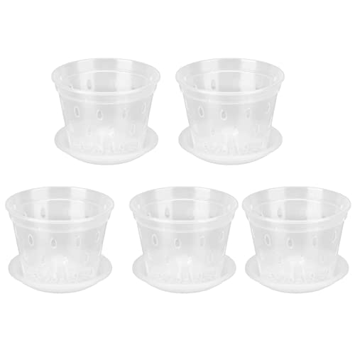HERCHR 5 Sets Orchideen Topf, klare Orchideen töpfe mit Löchern und Untertassen zum Umtopfen atmungsaktiv zum Umtopfen von Indoor Outdoor von HERCHR