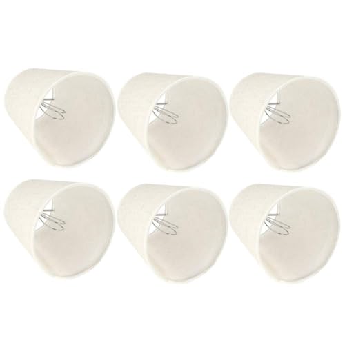 HERCHR 6 Stück Kleine Lampenschirme Aufstecken E14 Weiß Barrel Leinen Lampenschirm Modern Simple Clip, Kerze Kronleuchter Lampenschirm, Kerzenbirnen Für Kronleuchter Hängelampe von HERCHR