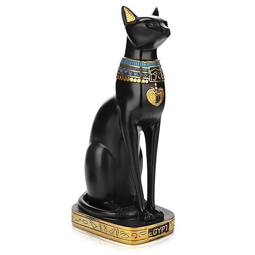 HERCHR Ägyptische Katzenstatue, Bastet-Katze Bastet Katze, Schwarze Katzenfiguren Sammler-Skulptur Für Home Office Bar Dekoration(M) von HERCHR