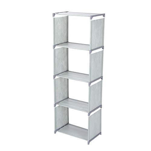 HERCHR Bücherregale, 4-stufiges verstellbares stehendes Bücherregal Cubby Shelving DIY-Regal für Wohnzimmer Schlafzimmer(Grau) von HERCHR