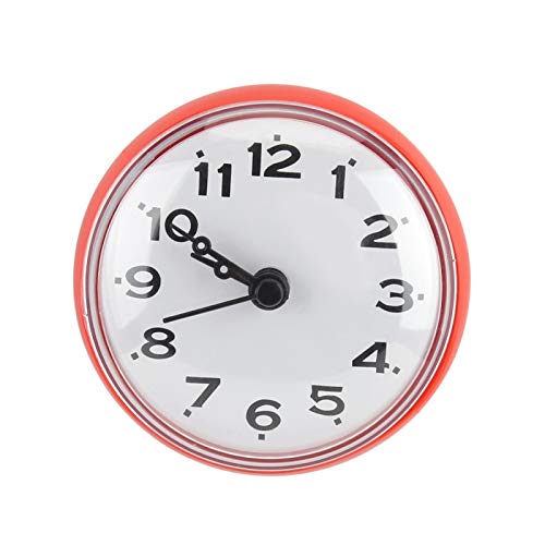 HERCHR Bunte Badezimmeruhr, Runde Uhr Arabische Digitaluhr Kleine Uhr mit Saugnapf für Badezimmer, Küche, Zuhause(rot) von HERCHR
