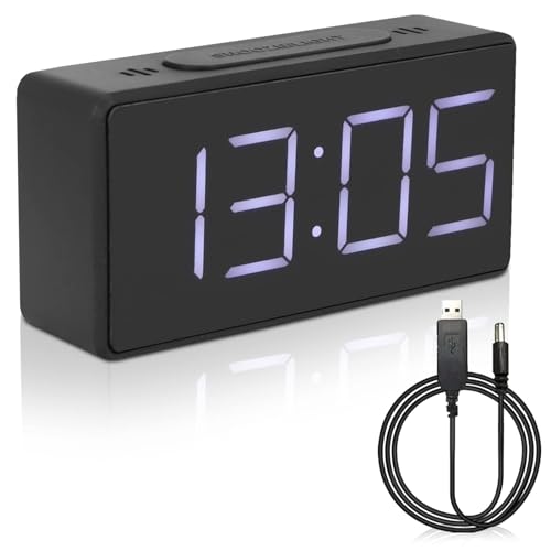 Digitaler Wecker Mit Adapter, Uhr Nachttisch Desk Clock Schreibtisch Uhr Schlummerfunktion – Digitale Uhr Für Schreibtisch, Schlafzimmer, Nachttisch Schwarz von HERCHR