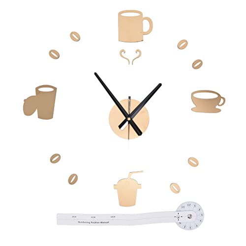 HERCHR Kaffee Rahmenlose Wanduhr, Kaffeetasse Muster DIY Stille Uhr 3D Kunst Selbstklebende Wanduhren Für Wohnzimmer Büro Und Heimdekoration von HERCHR