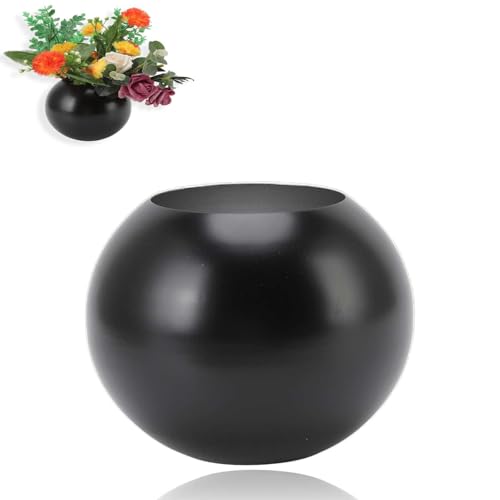 HERCHR Ball Vase 14cm Black, Blumenvase Für Wohnkultur, Edelstahlvase, Dekoration Für Wohnzimmer, Kleine Blumenvase, Ornament, Wohnzimmer, Büro, Tischdekoration von HERCHR