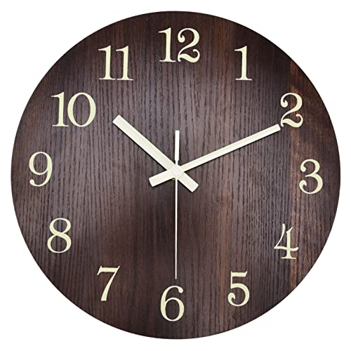 HERCHR Leuchtende Wanduhr, Holzuhren leuchten im Dunkeln mit Nachtlicht für Schlafzimmer, Wohnzimmer, Küche HERCHR Leuchtende Wanduhr, Holzuhren leuchten im Dunkeln mit Nachtlicht für Schlafzimmer, Wohnzimmer, Küche von HERCHR