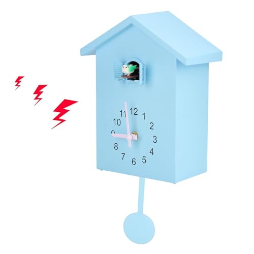 HERCHR Moderne Kuckucksuhr, Birdhouse blau Wanduhr Kuckucksuhr aus dem Fenster, Kleiner Vogelstunden Uhr für Zuhause Wohnzimmer Küche Büro Dekor von HERCHR