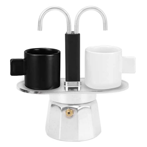 Moka Coffee Maker 2 Tasse Herd Espressomaker, 100 ml Aluminiumlegierung Doppelkopf Kaffeekanne Italienischer Herd für das Heimcafé (Decagon -Basis) von HERCHR