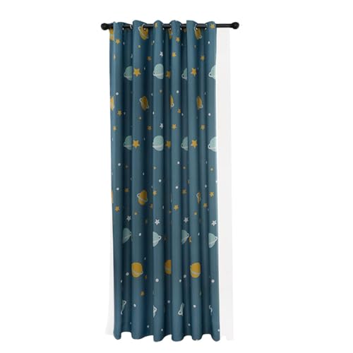 HERCHR Polyester Blackout Vorhänge, Blauer 1 * Vorhang 100 x 250cm Cartoon Blue Planets Schlafzimmer Vorhänge Wohnzimmer vorhänge Blickdicht, verdunklungsvorhänge für Esszimmer, Küche oder Erker von HERCHR