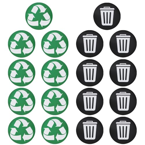 HERCHR Recycling Mülleimer Aufkleber Für Draußen Und Drinnen, Packung Mit 18 Mülltonnen-Aufklebern, Müllcontainer Und Recycling-Mülltonnen Vinyl-Aufkleber Mit Hoher Qualität. von HERCHR