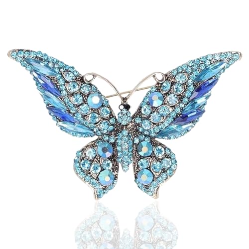 HERCHR Regenbogen-Schmetterlings-Brosche, Brosche, Schmuck, Anstecknadeln, Retro-Metallschmuck, Zubehör für Kleidung(blau) von HERCHR