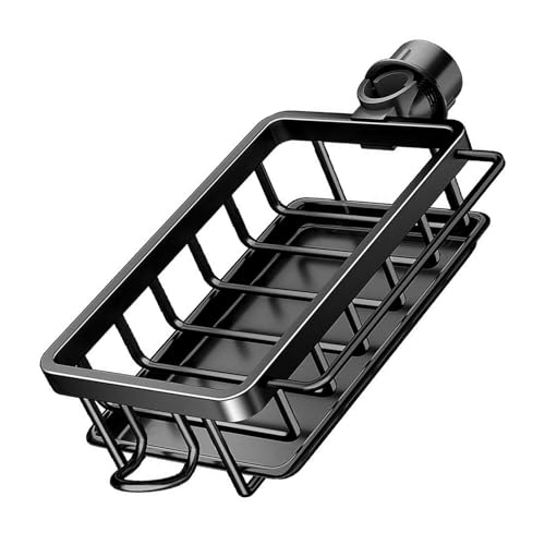 HERCHR Schwammhalter über Dem Wasserhahn, Küchenspüle, Caddy-Organizer, Abnehmbarer Hängender Wasserhahn-Abflussregal, Wasserhahn-Schwammhalter Für Küchenspüle(Schwarz) von HERCHR