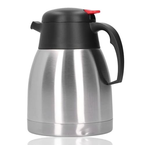 Thermokaraffe aus Edelstahl, vakuumisolierte Kaffeekanne mit Silikon-Rotationsdeckel Teekaraffe für Kaffee-Tee-Getränke usw.(1.5L) von HERCHR