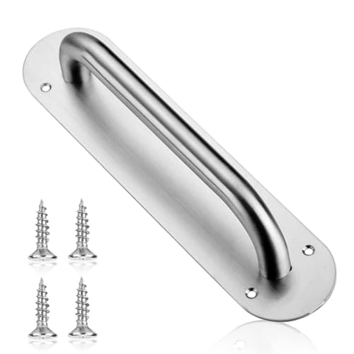 Exterior Door Handle, Stainless Steel Cabinet Handle Sliding Door, Barn Door Handles, Sliding Door Handle with Plate Stainless Steel, Window Door Handle for Cabinet, Kitchen, Bedroom 280 X 65mm von HERCHR