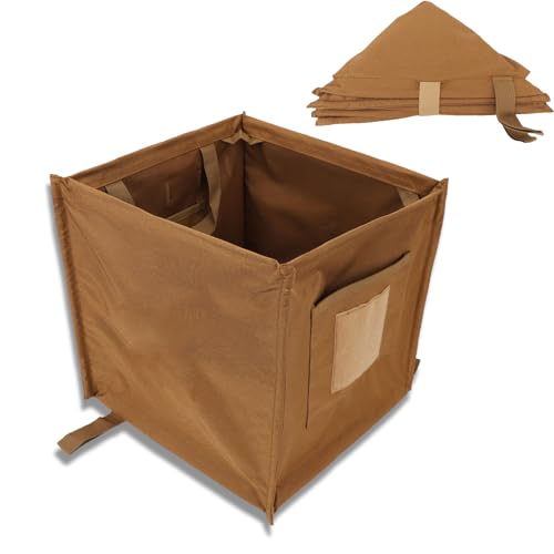 HERCHR Zusammenklappbarer Mülleimer für den Außenbereich, 33 l, faltbarer Aufbewahrungskorb mit Wurfleine, 32 x 32 x 32 cm, Aufbewahrungsbox für den Außenbereich, für Reisen, Picknick, (Khaki) von HERCHR