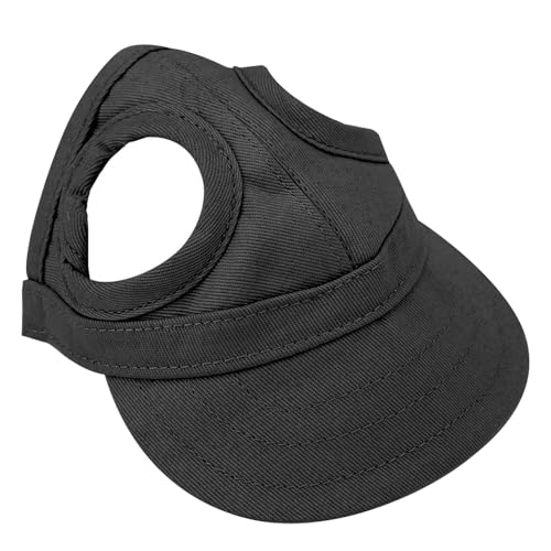 Haustierreise Baseballkappe, Verstellbarer Hundehut mit Ohrlöchern Bequeme Katzenhüte Visor Sunbonnet für kleine mittlere und große Haustier (M, Black) von HERCHR
