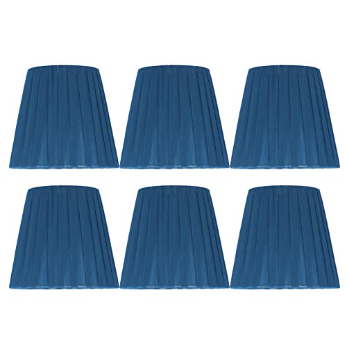 Kleine Lampenschirme Aufstecken Blue Plissee Fabric Stoff Lampenschirm 9×14×13 Cm, Lampenschirme 6er Set Kerzenbirnen Für Kronleuchter Pendellampe Wandleuchte Hängelampe Lampenschirm von HERCHR