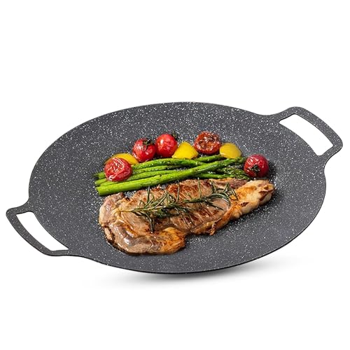 Gusseisen Plancha Ø 33 Cm, Grillplatte, Rund Gusseisen Grillplatten, Koreanischer BBQ-Grill Antihaft-Grill, Gusseisenpfanne Grill, BBQ Grillpfanne Für Gasgrill, Holzkohlegrill Und Vieles Mehr von HERCHR