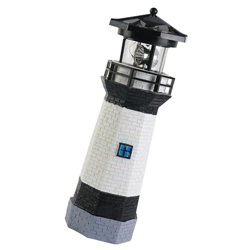 Leuchtturm Solarlicht, Leuchtturm Dekor Leuchtturm Lampe Weihnachten Leuchtturm Solar Leuchtturm(Schwarz) von HERCHR