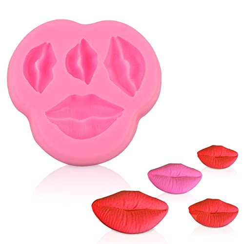 HERCHR Silikon Backformen, 3,62 × 3,42 × 0,59 Zoll Lippenform Silikonform Schokoladenform Fondantform Süßigkeiten Backen Werkzeug Für Backen, Mousse, Fertiggerichten(ROSA) von Agatige