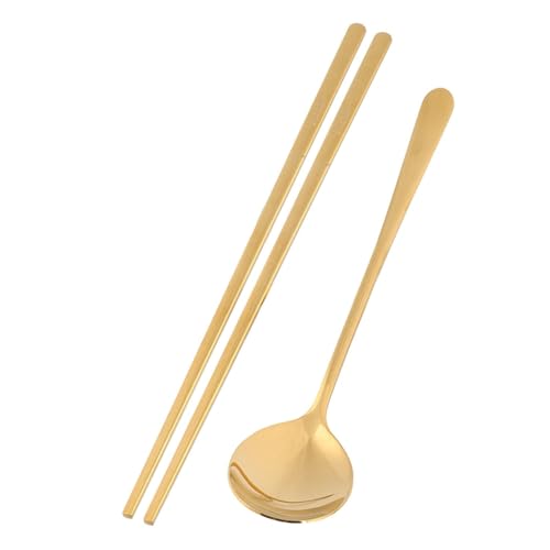 Koreanische Essstäbchen, Edelstahl-Löffel- Und Essstäbchen-Set, Korean Essstäbchen Und Löffel, Flaches Essstäbchen-Löffel-Set Für Um Suppe Zu Trinken Oder Nudeln Zu Essen von HERCHR