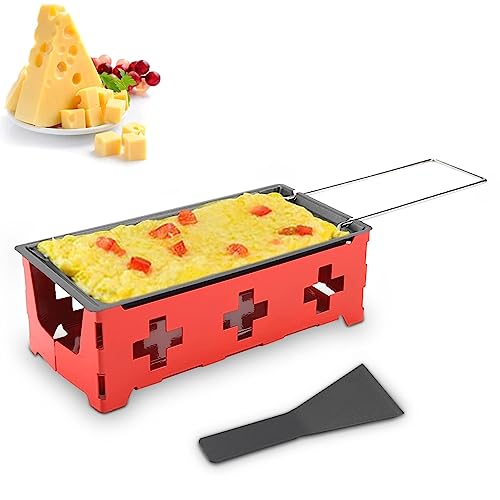 HERCHR Mini-Raclette-Tischgrill Für 2 Personen, Tragbare, Faltbare Antihaft-Käsegrillpfanne, Käseschmelzpfanne Bei Kerzenlicht Mit Raclette-Spatel Für Zuhause, Camping von HERCHR