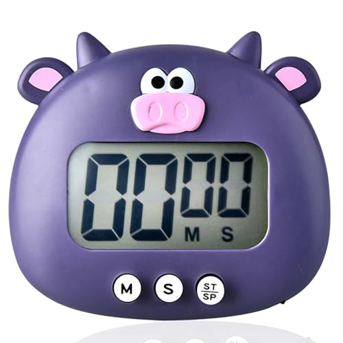 Niedliche Cartoon-Tier-Digital-Timer, Eieruhr Küchentimer Countdown-Timer, Kinder-Timer, LCD-Display, Magnetischer Küchentimer Mit EIN-/Aus-Schaltern Für Küche, Kochen, Backen(Lila) von HERCHR