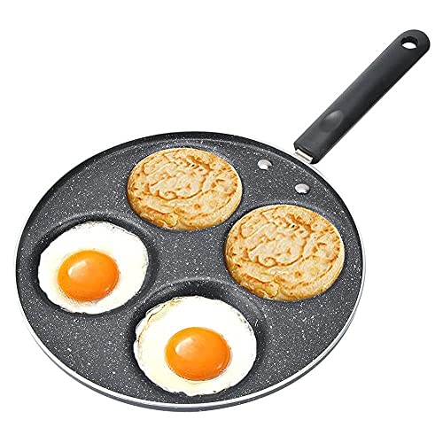 HERCHR Pancake Pfanne Spiegeleipfanne - Ø24cm 4x Form Maker Eierpfanne, Spiegelei Liwanzen Poffertjes Blinis, Kleine Pfanne Pfannkuchen Maker Pancake Spiegeleiform Gas Stove, Electric Ceramic Stove von HERCHR