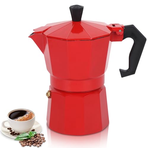 Red Espressokocher, Herd Espressomaschine, 10 Tassen/6 Tassen Moka Kaffeekanne Kaffeemaschine(rot) (rot) von HERCHR