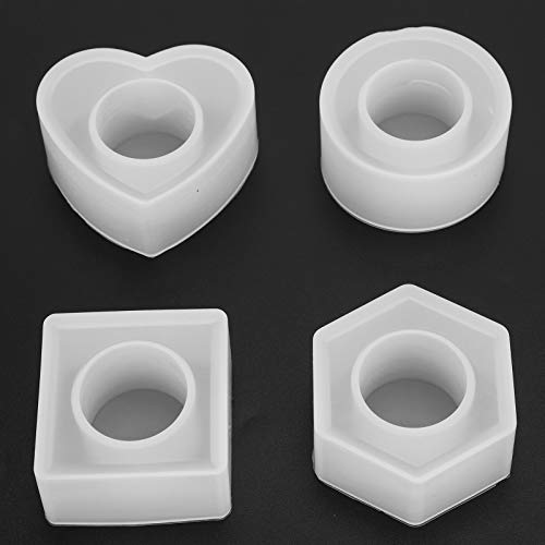 Serviettenringe Harzform 4er Set, Epoxidharz Gießform Herz Sechseck Quadrat Runde Form Box Silikonform für DIY Schmuck Bastelbedarf von HERCHR