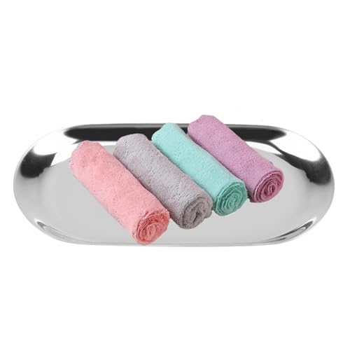 Silbernes Ovales Schminktisch-Tablett, Edelstahl-Schmucktablett, Vanity Tablett Serving Tablett Organizer Tablett, Ovale Ablageschale Edelstahl Buffet Platte, Aufbewahrungs-Organizer 18.8x8cm von HERCHR