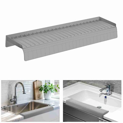 Sink Splash Guards, 20x4.1x2in Erweiterbares Silikon-Spüle-Kanten-Protektor-Matte für 3,7-6 Zoll breite Küche Badewanne Ränder (grau) von HERCHR
