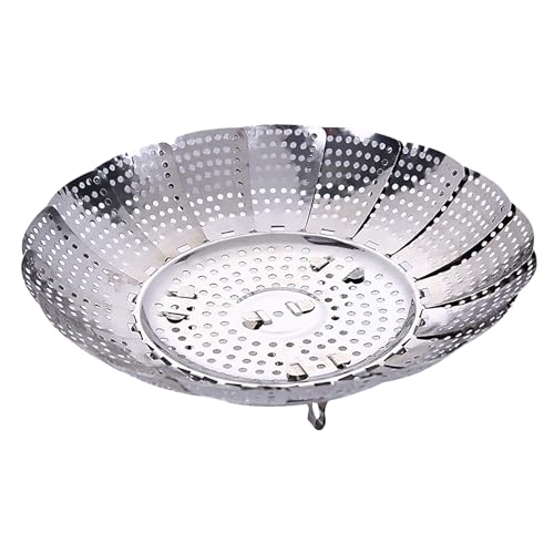 Stainless Steel Steamer Basket for Vegetables, Folding Expandable Insert for Pot, Food Steaming Rack with Legs, Collapsible Cooker Accessory (Stainless steel 3) von HERCHR