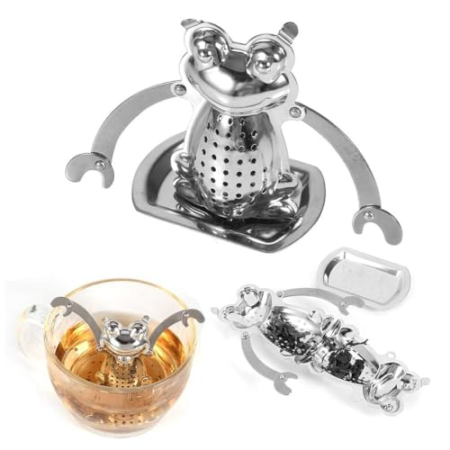 Teesieb Lustig Tee Ei, Edelstahl Froschform Teesieb Für Losen Tee Teebeutel, Teefilter Edelstahl, Teebrüher Mit Griffen Fine Mesh Tea Sieb Ideal Für Alle Teesorten Schwarztee Saft von HERCHR