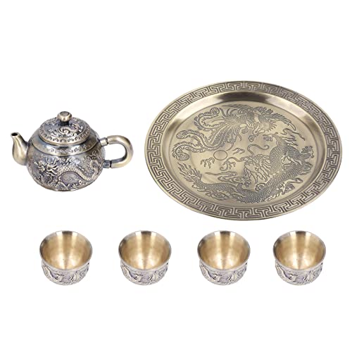 Türkisches Vintage-Kaffeekannen-Set, luxuriöses türkisches Teeservice aus Metall mit Tassenteller, türkisches Teeservice mit Teekanne und Tablett für die Tischdekoration von HERCHR