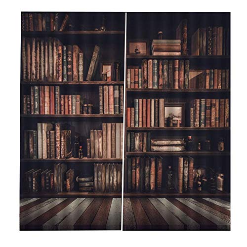 HERCHR Vintage Bücherregal Fenster Vorhang Panels, 3D Bücherregal Blackout Vorhänge Schatten Vorhänge für Wohnzimmer Schlafzimmer Studie 2 Größen[150x166cm] von HERCHR