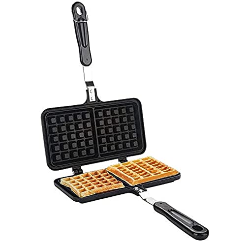 Handbetriebenes Waffeleisen, Waffelform Doppel-Waffelautomat Antihaftbeschichtet, Doppelwaffeleisen Für Nutzung Auf Herdplatten, 33.5 Cm X 21.5 Cm von HERCHR