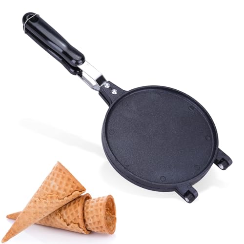 Waffelkegelhersteller, Gas-Antihaft-Backform für Crêpe-Pizzelle-Eistüten-Omelett, 6,7-Zoll-Durchmesser von HERCHR