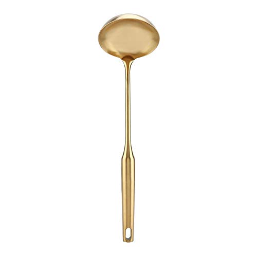 Wok Suppenkelle, Edelstahl mit hängendem Lochziehverfahren Kochlöffel für die Küche(Ladle-Gold) von HERCHR