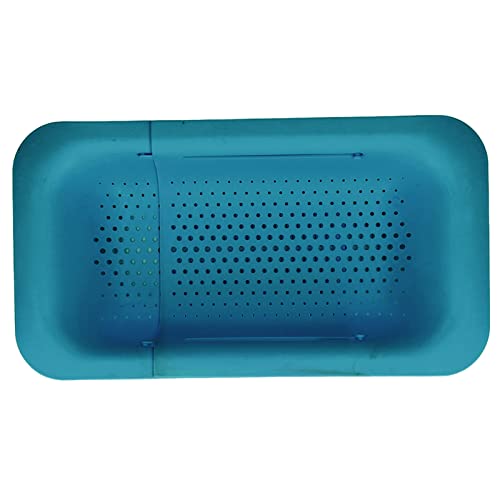 Zusammenklappbares Sieb über dem Waschbecken, Abflusssieb, Mini-Sieb/Sieb, multifunktionaler, einziehbarer Kunststoff-Siebkorb(Blau) von HERCHR