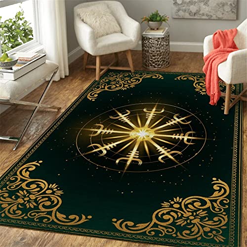 HERENI Teppich Kurzflor Wikinger Odin Totem Krähe Wolf Muster Flanell Flauschig Weich rutschfest Teppiche Wohnzimmer Kinderzimmer Deko Schlafzimmer Flur Läufer Indoor Carpet Spielteppich 50x80 cm von HERENI