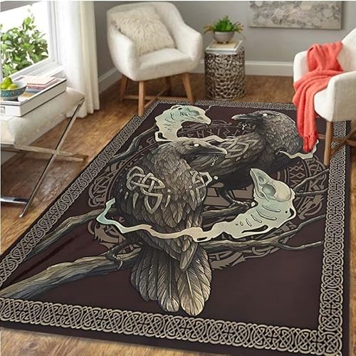 Teppich Kurzflor Wikinger Runen Nordischen Mythologie Muster Flanell Flauschig Weich rutschfest Teppiche Wohnzimmer Kinderzimmer Deko Schlafzimmer Flur Läufer Indoor Carpet Spielteppich 160x230 cm von HERENI