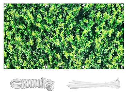 Balkon Sichtschutz, Balkonabdeckung 220 g/m² Innen Balkonverkleidung UV-Schutz (210Größen&21Farben) Ohne Bohren mit Ösen Kabelbinder und Kordel für Balkongeländer Terrasse,Günes Laub 90X300CM von HERILIOS